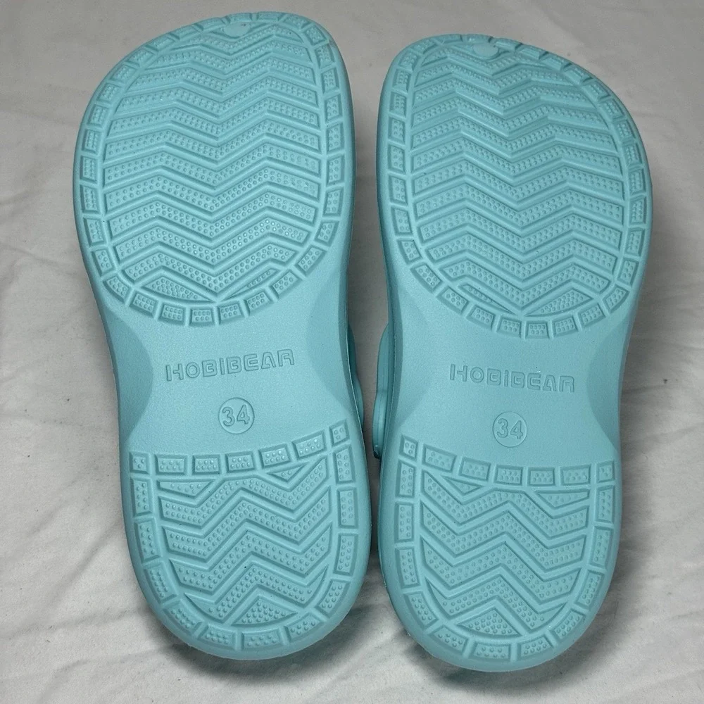 Kids Teal Clogs With‎ Charms Size US 2 EU 34 Slip On Sandals